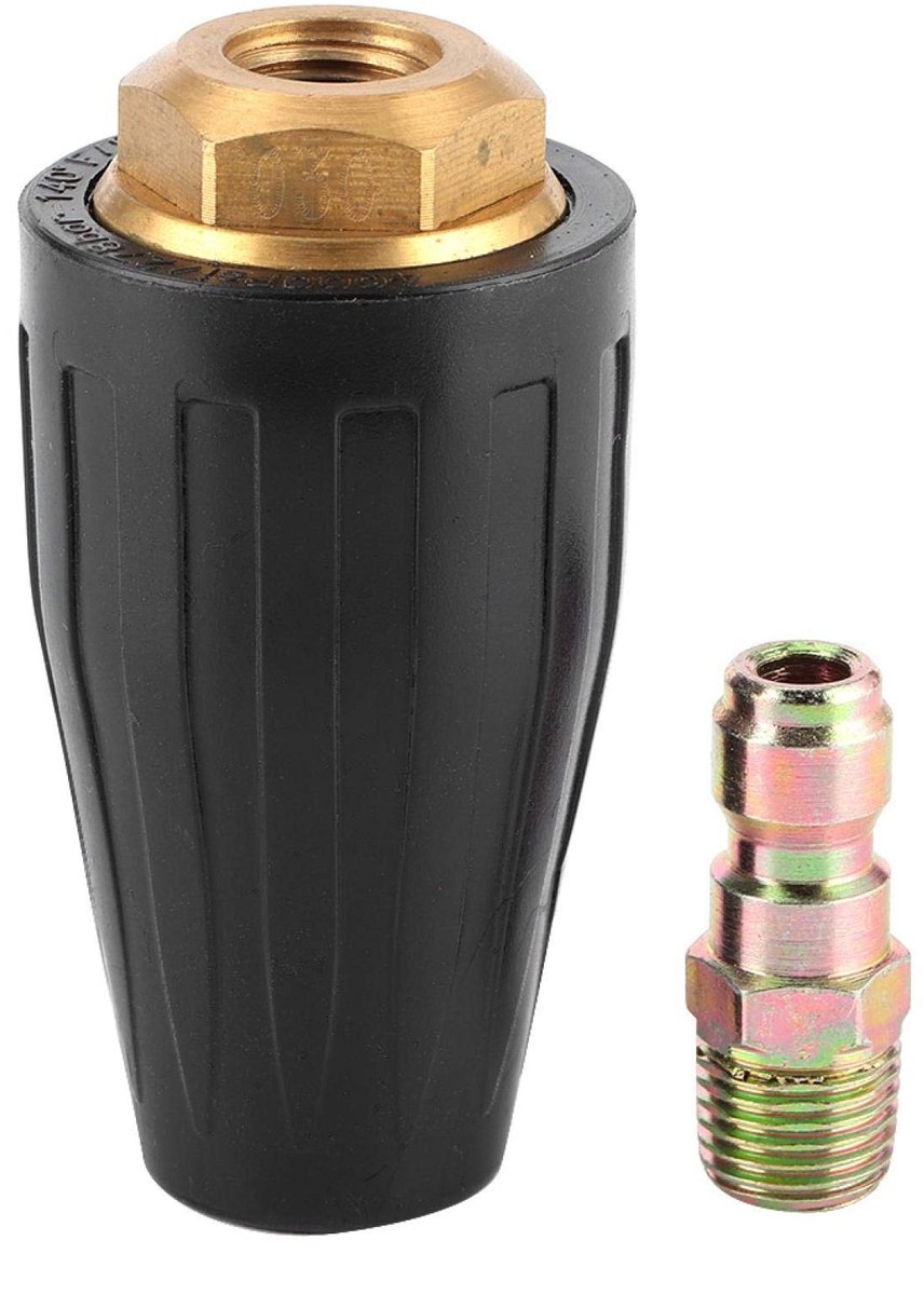 Vt products - Rubberen turbomondstuk - Roterende spuittip - Efficiënt reinigingsgereedschap - 3600 - Massief messing - Geschikt voor hogedrukreinig...