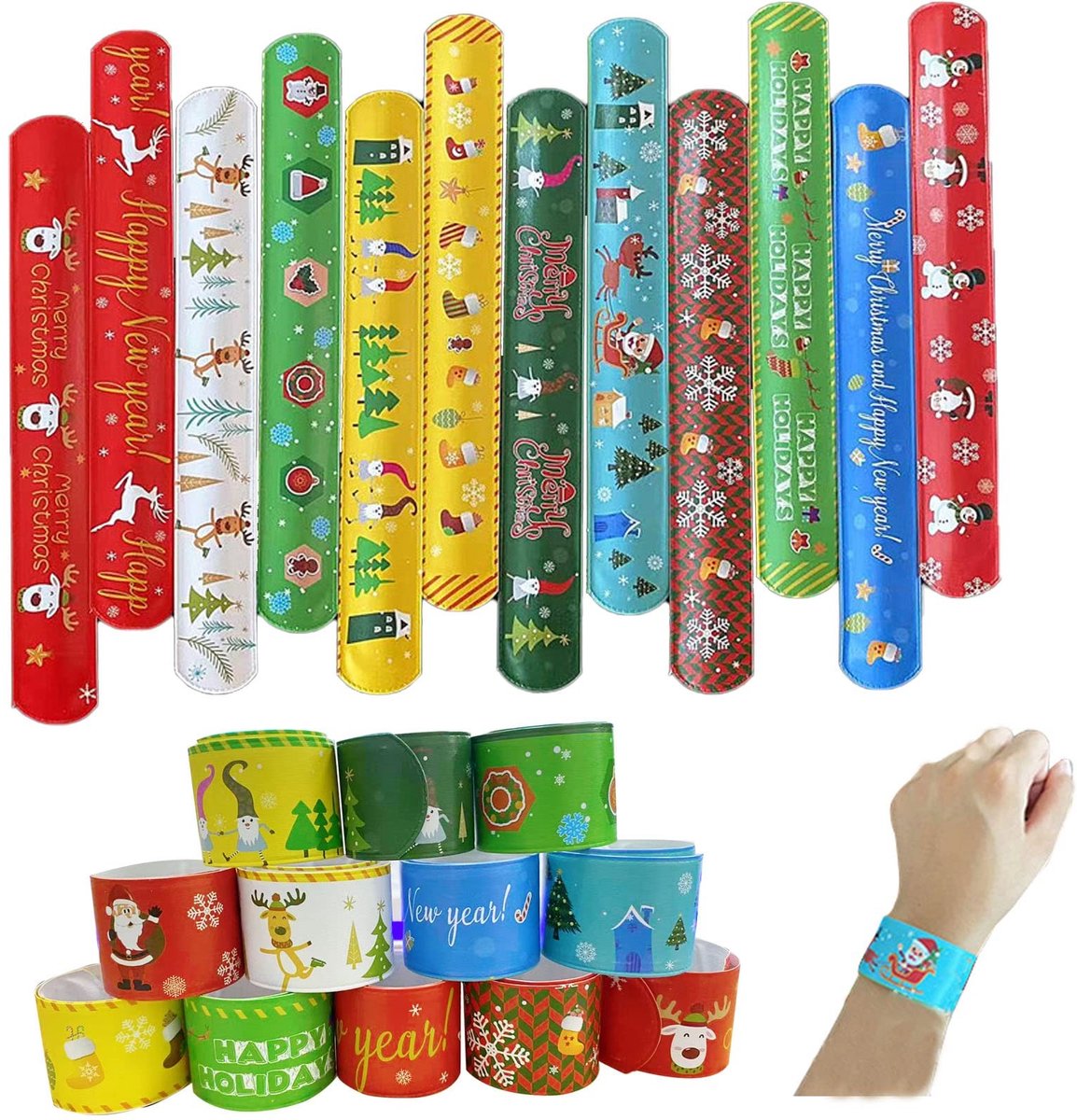 Store_8 - Klikarmband voor Kerstmis - Slaparmbanden - 48 Stuks - 22 Centimeter - Feestdeco