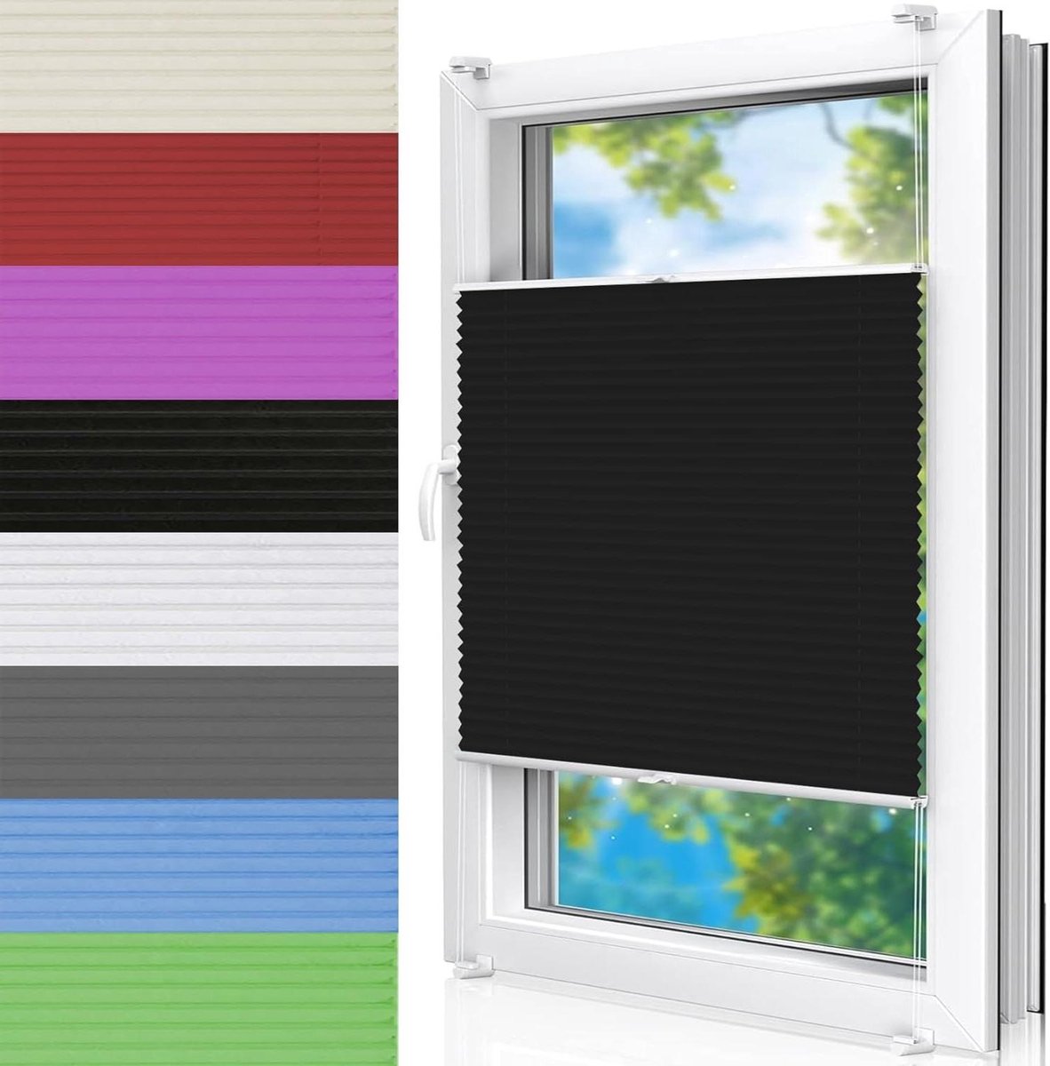 Geplooide Jaloezieën - Plisségordijnen Raambekleding - Lichtfiltering Privacy - Zelfkleven