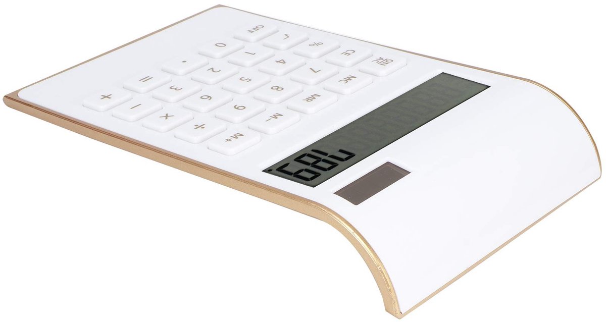 SPHProducts - Rekenmachine - Zonne-Desktoprekenmachine - Grote toetsen - Wit - Ergonomisch ontwerp - Geschikt voor thuis en kantoor - Groot LCD-displa
