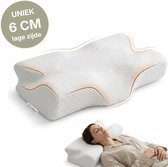Jaraleesa® Orthopedisch Vlinderkussen – Traagschuim Hoofdkussen voor Nek, Zij- & Buikslapers – Uniek 6 cm laag - Orthopedisch & Ergonomisch – Anti-Snurk kussen – Memory Foam