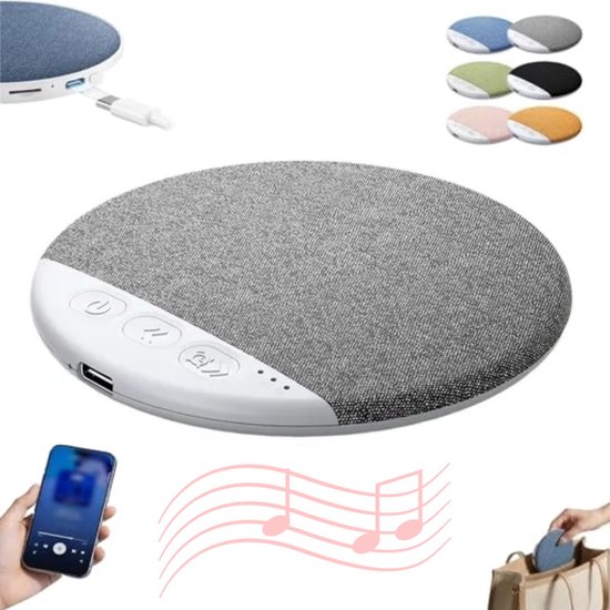 Ultradunne Bluetooth kussenluidspreker voor zijslapers, draadloos, witte ruis, timer, zachte katoen-linnen stof