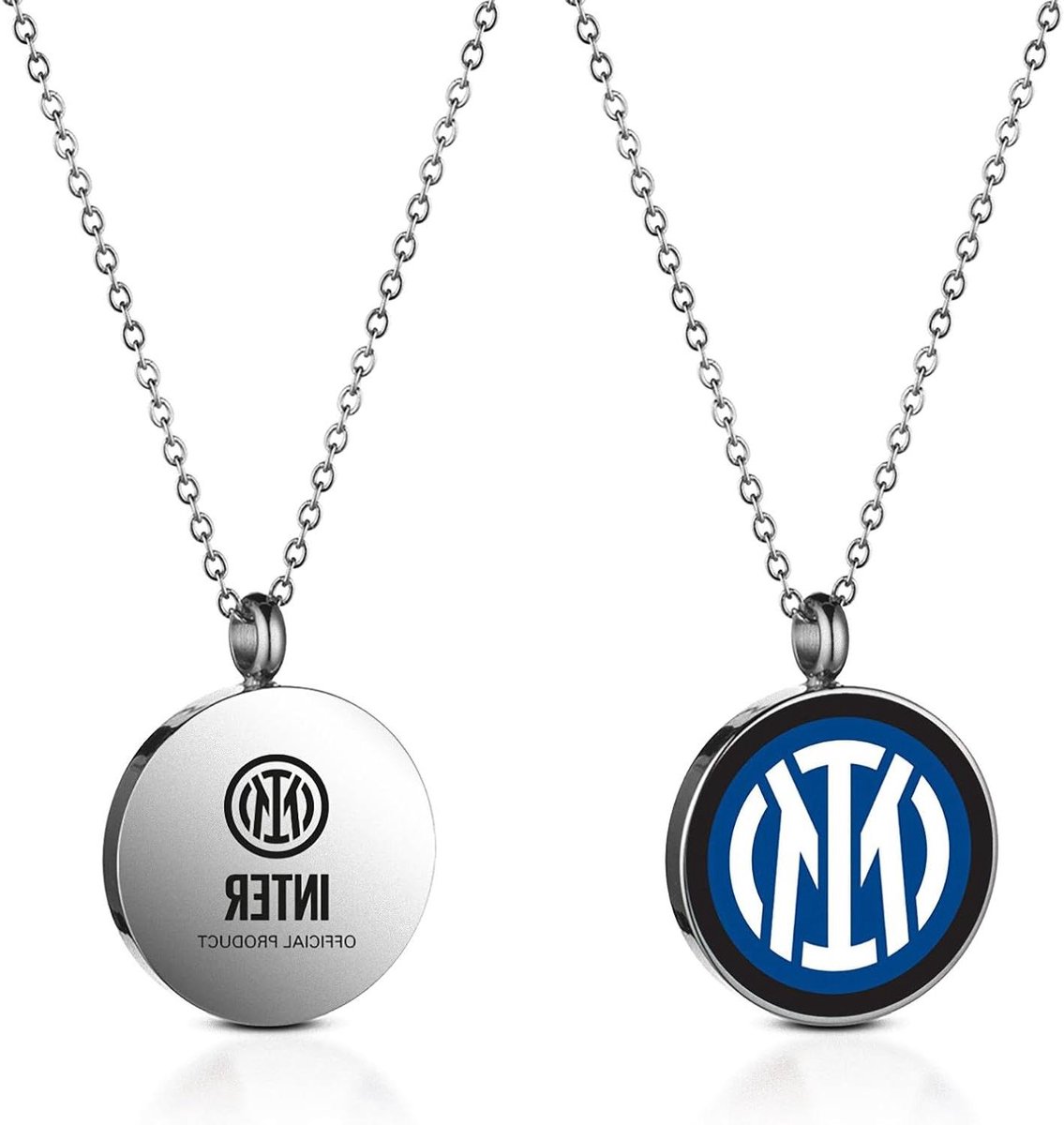 FC Internazionale Medaillon - Heren Ketting - Sport Trofee - Roestvrij Staal - One Size - Zilverkleurig