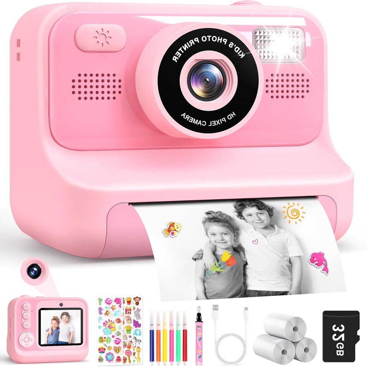 Instant Camera - Kinder Camera - Foto's Maken - Direct Printen - N.v.t. - Roze