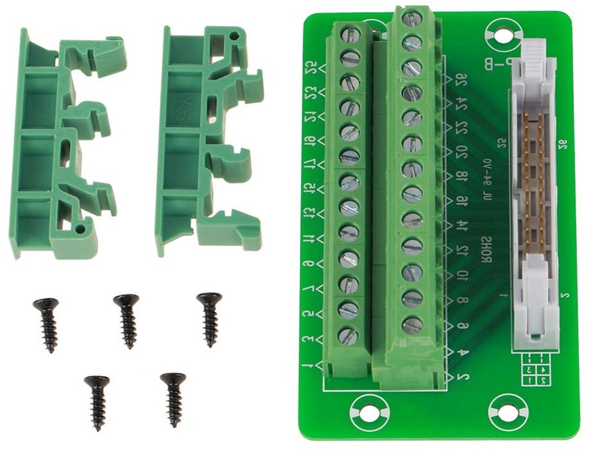 DIN Rail 26 Pin 5mm Aansluitblok voor Overdracht met Beugel en Male Terminals - Ideaal voor Elektrische Installaties en Verbindingen