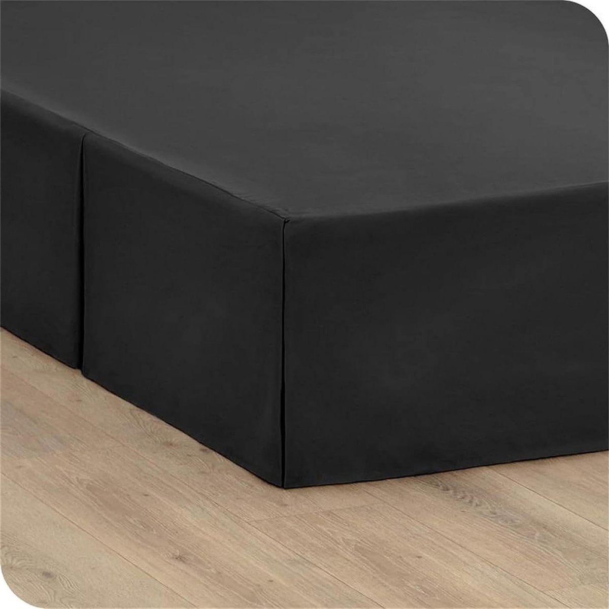 Bedrok - Bedbodemhoes Valance - Slaapkamer Decoratie - Plat Geplooid Ontwerp - 180x200+35cm - Zwart