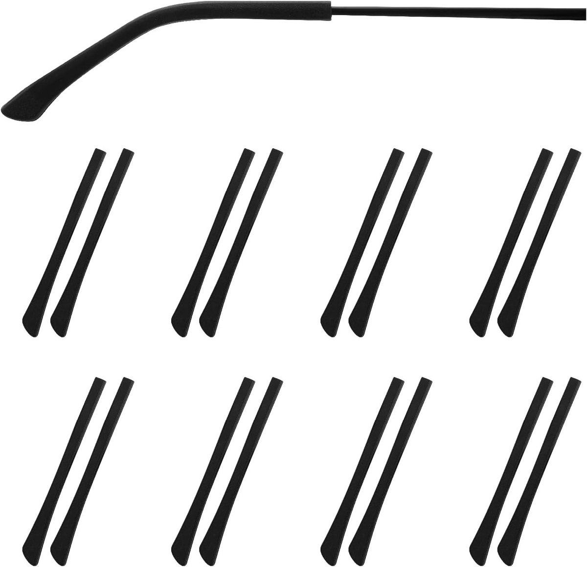 8 Paar Oordopjes voor Bril, Siliconen Oorhuls voor Dunne Metalen Brilpoten, Brilonderdelen en Reparatieset voor Comfort en Stabiliteit