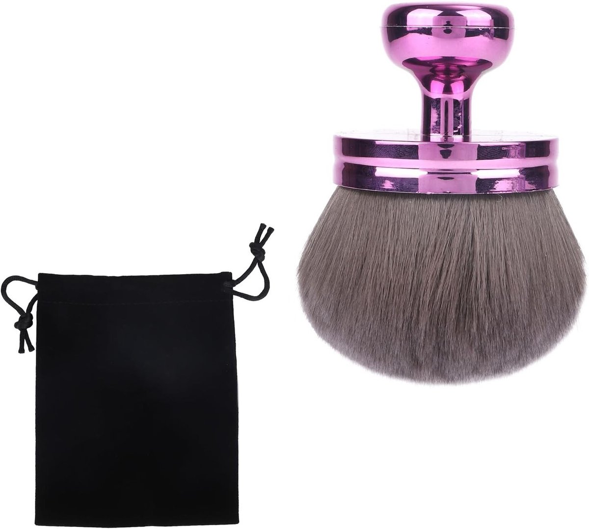 Extra Grote Kabuki Make-upkwast voor het Lichaam - Zelfbruinende Applicator voor Benen, Bronzer en Blend met Zwart Trekkoord (Paars)