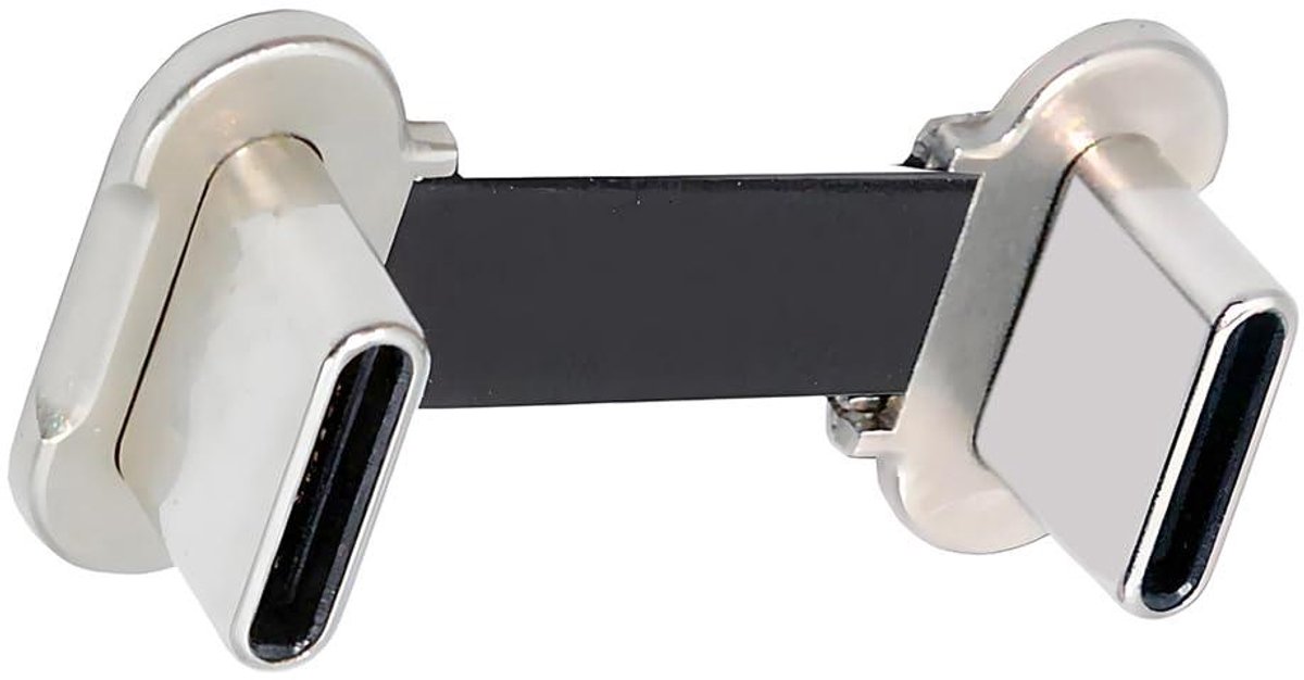 USB-C Kabel - Type-C Datakabel - Snel Opladen - Dubbele Hoekige Connectoren - 20 cm - Zilver