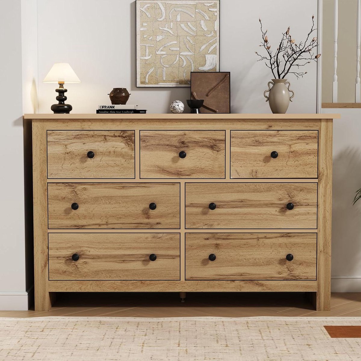 Eetkamerkast - Buffetkast Dressoir - Opbergen Keuken - Zeven Laden - 152 x 40 x 89 cm - Houtkleur