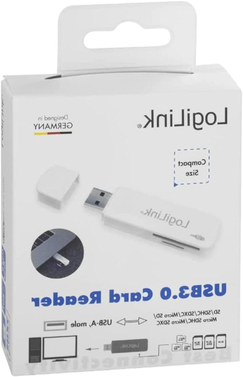 USB Kaartlezer - Geheugenkaartlezer - Bestanden Overzetten - Miniatuur Ontwerp - USB 3.0 - Wit