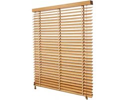 Houten Jaloezieën - Horizontale Blinds - Raamdecoratie - Natuurlijk Tunghout - 75x150cm - Houtkleur