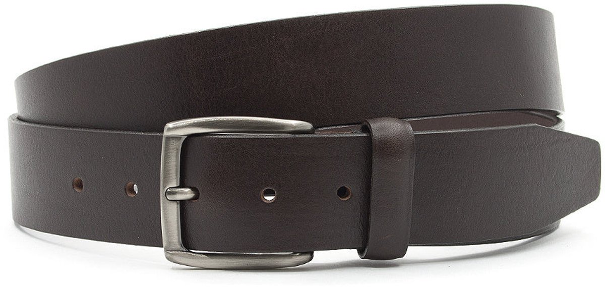 Heren jeansriem donkerbruin - 4 cm breed - Leer - Jeans riem - Sportief - Maat 120