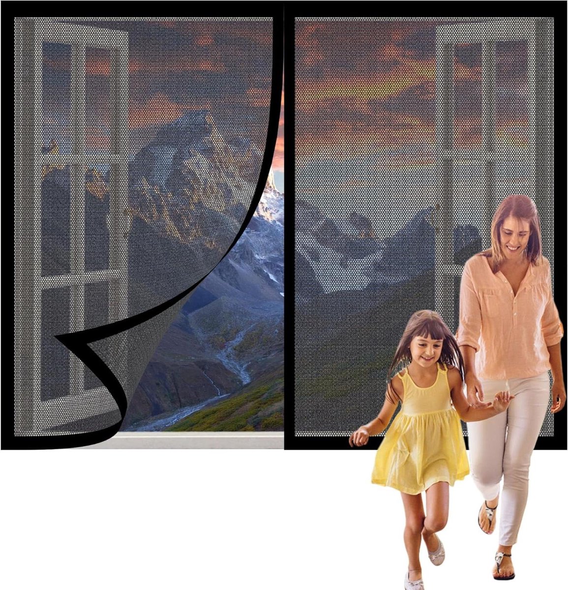 Vliegenhorren Voor Ramen - Horren Deur Gordijn - Insecten Buiten Houden - Magnetische Zelfsluiting - 204x109 cm - Zwart