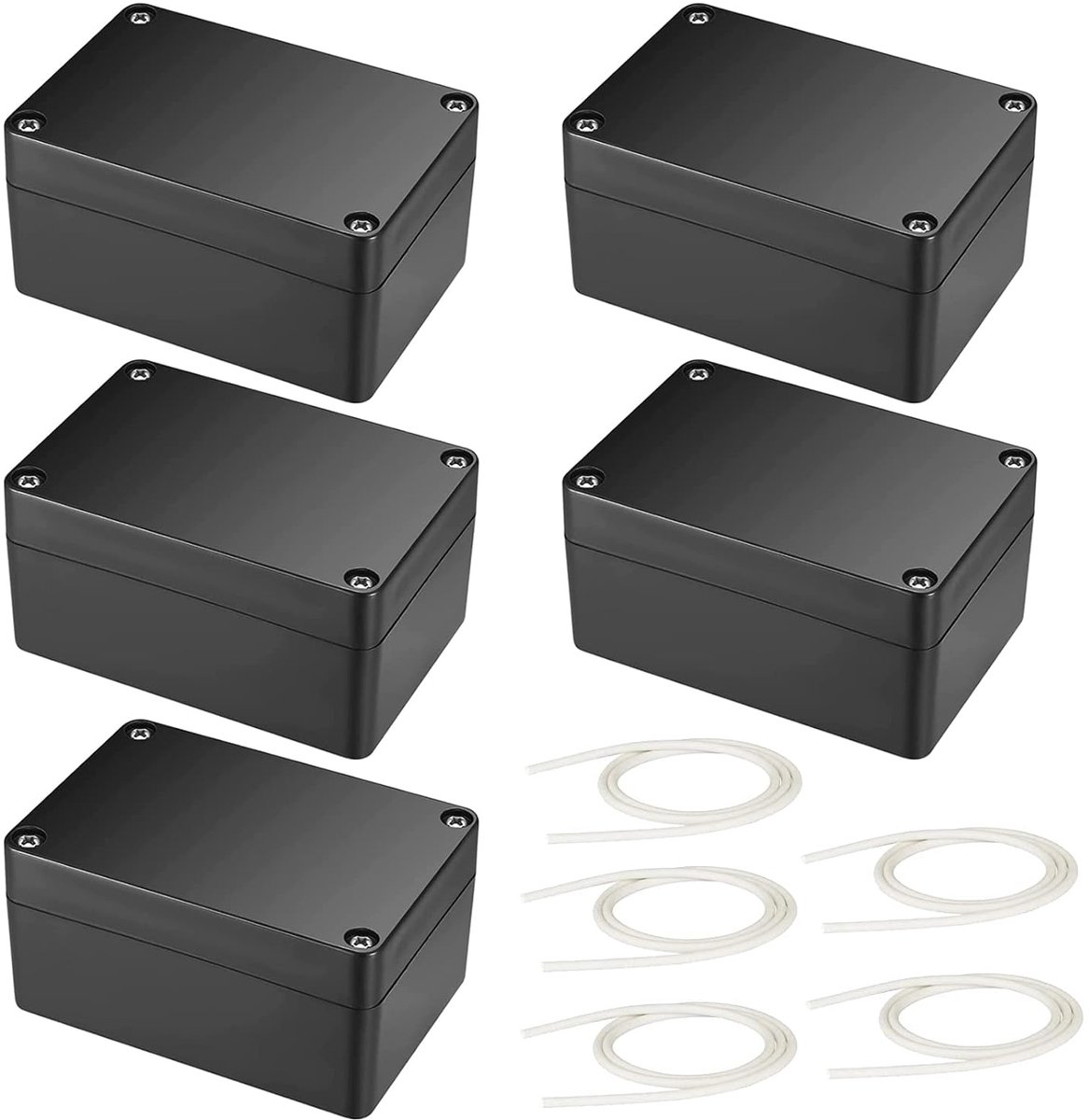 Junction Box Housing - 5 Stuks - Zwarte Elektronische Behuizing - Kunststof Covers voor DIY Voedingsadapter - 83 x 58 x 34 mm