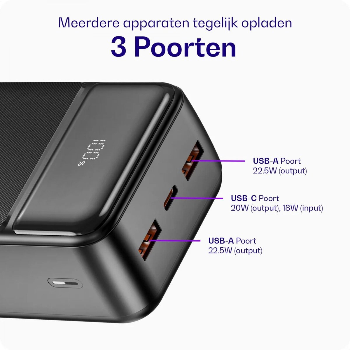 Buddi Boost - 30.000 mAh Powerbank - Reisformaat - LED Display - USB-A - USB-C Snelladen - Noodpakket - Universele Draagbare Oplader voor o.a. Telefoon & Tablet - Zwart – foto 8