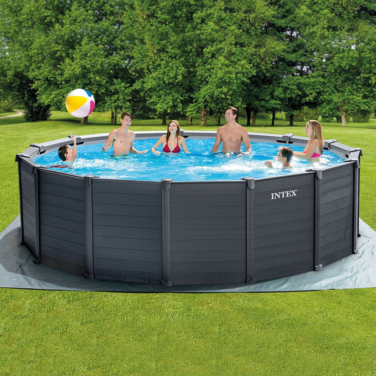 Intex Graphite Gray Panel kit piscine - Ø 478 x 124 cm