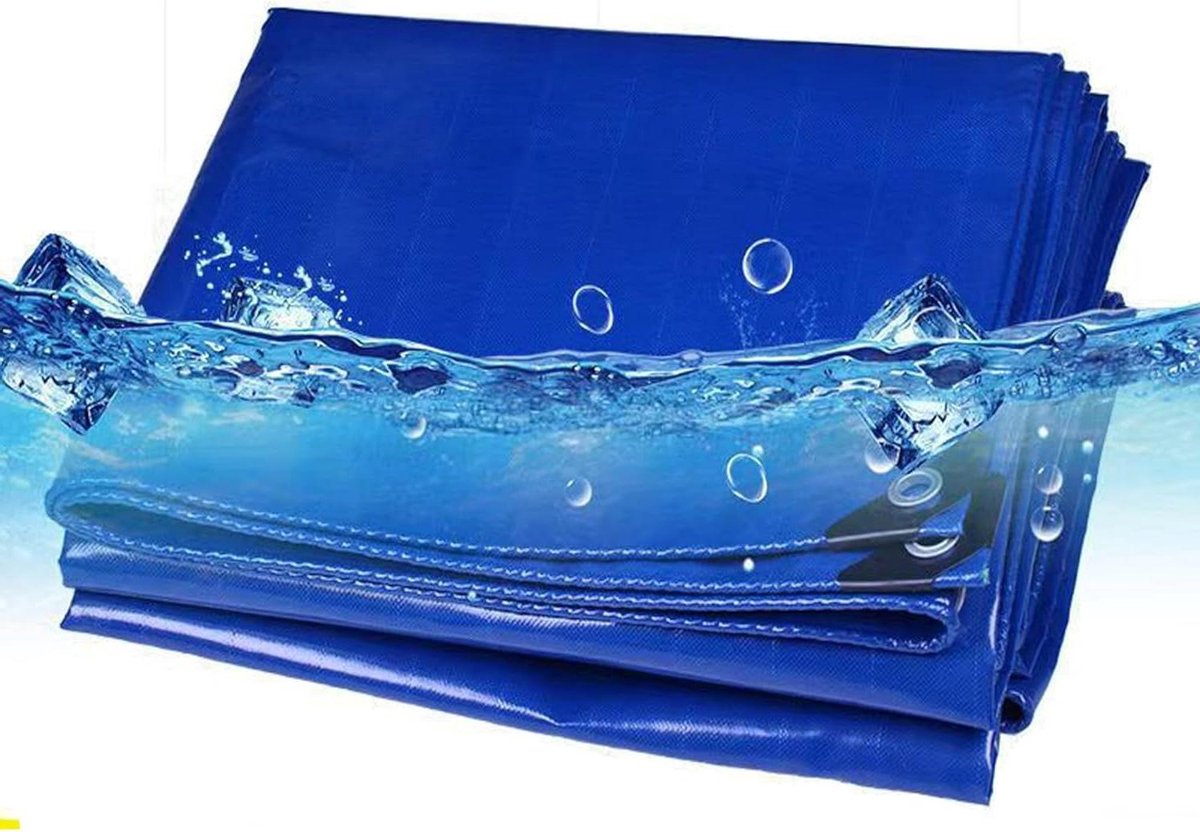 Waterdicht Dekzeil - Bouwzeil Kampeerzeil - Bescherming van objecten - Versterkte randen en ogen - 4x6 m - Blauw