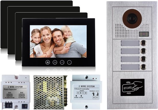 Video Deurintercom - Bel Systeem - Veiligheid Thuis - 2 Draads Installatie - 7 of 10 inch monitor - Zwart — afbeelding 3