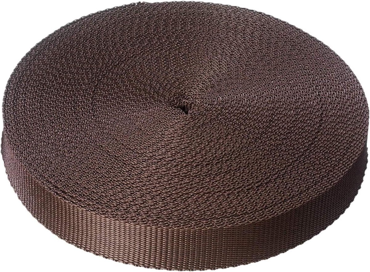 Polypropyleen Singelband Rol - Webbing Band - Klusprojecten en Reparatie - Hoge Breeksterkte - 25 mm x 50 meter - Bruin