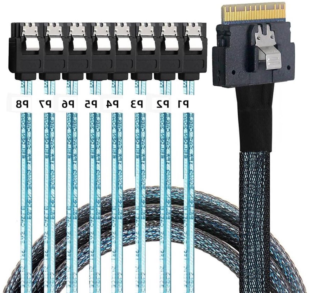 SAS naar SATA Kabel - SlimSAS Kabel - Opslag Uitbreiden - 4-Kanaals Signaal - 1 meter - Zwart