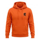 Oranje EK WK & Koningsdag Hoodie Black Lion Chest - MAAT 4XL - Oranje Kleding - Uniseks Pasvorm - Voor Dames & Heren
