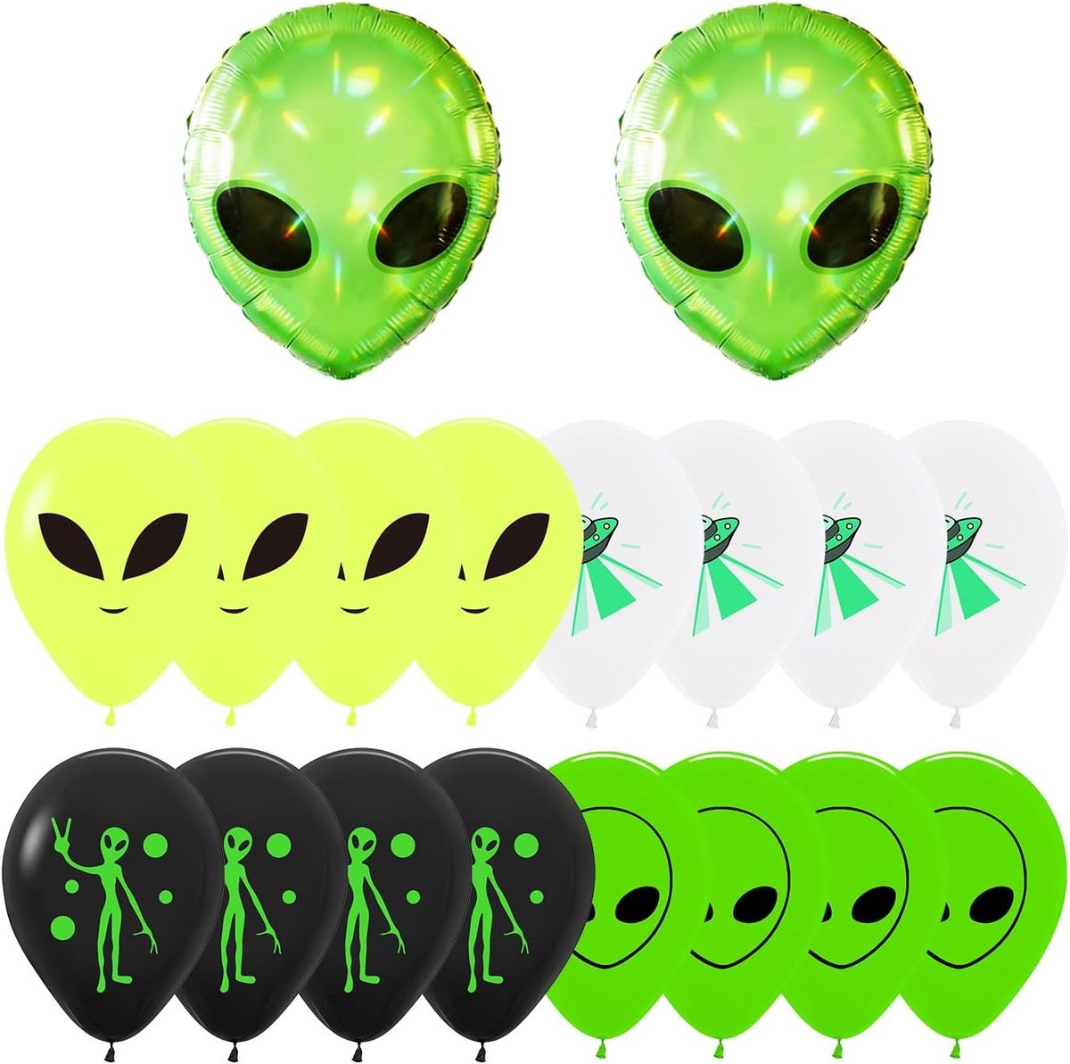 Alien Ballonnen Set van 22 Stuks, Milieuvriendelijke Versiering, Fotoprops voor Feesten en Evenementen, Eenvoudig in Gebruik