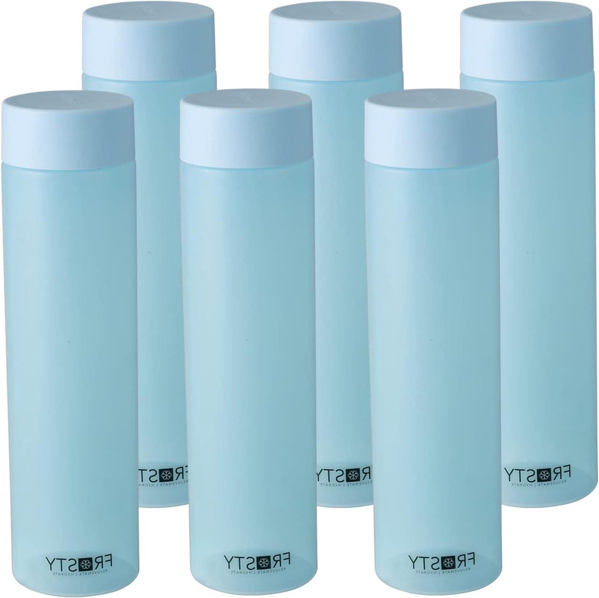 Waterflessen Set - Koelkast Fles - Drinken Thuis - Lekvrije Dop - 6 stuks 950 ml - Blauw