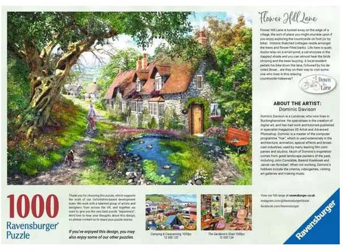 Ravensburger puzzel Flower Hill Lane - Legpuzzel - 1000 stukjes — afbeelding 3