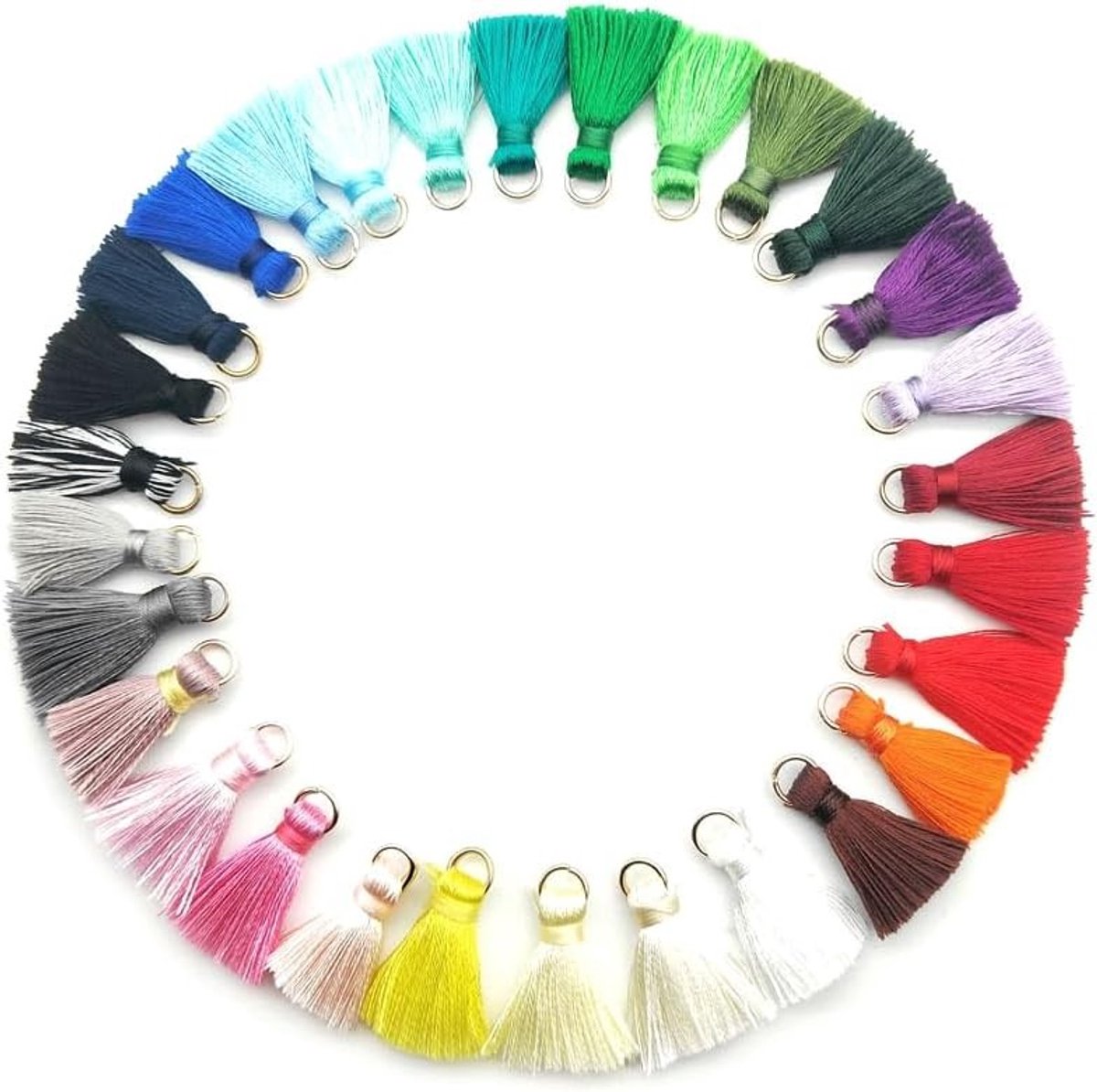 Mini Tassel Pendels 2 cm - Set van 50, Zijden Fringes voor Sieraden, Sleutelhangers, DIY Projecten en Decoratie Accessoires