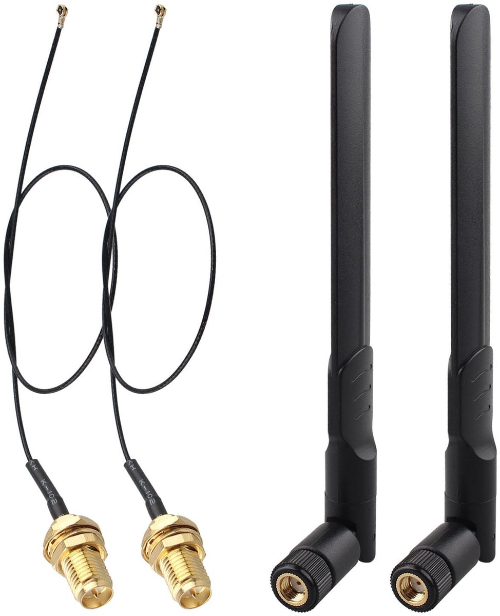 Store_8 - Dual Band WiFi Antenne - 8dBi Versterking - Omnidirectioneel - U.FL MHF4 Connector - Geschikt voor M.2 - Antenne met 20cm Kabel