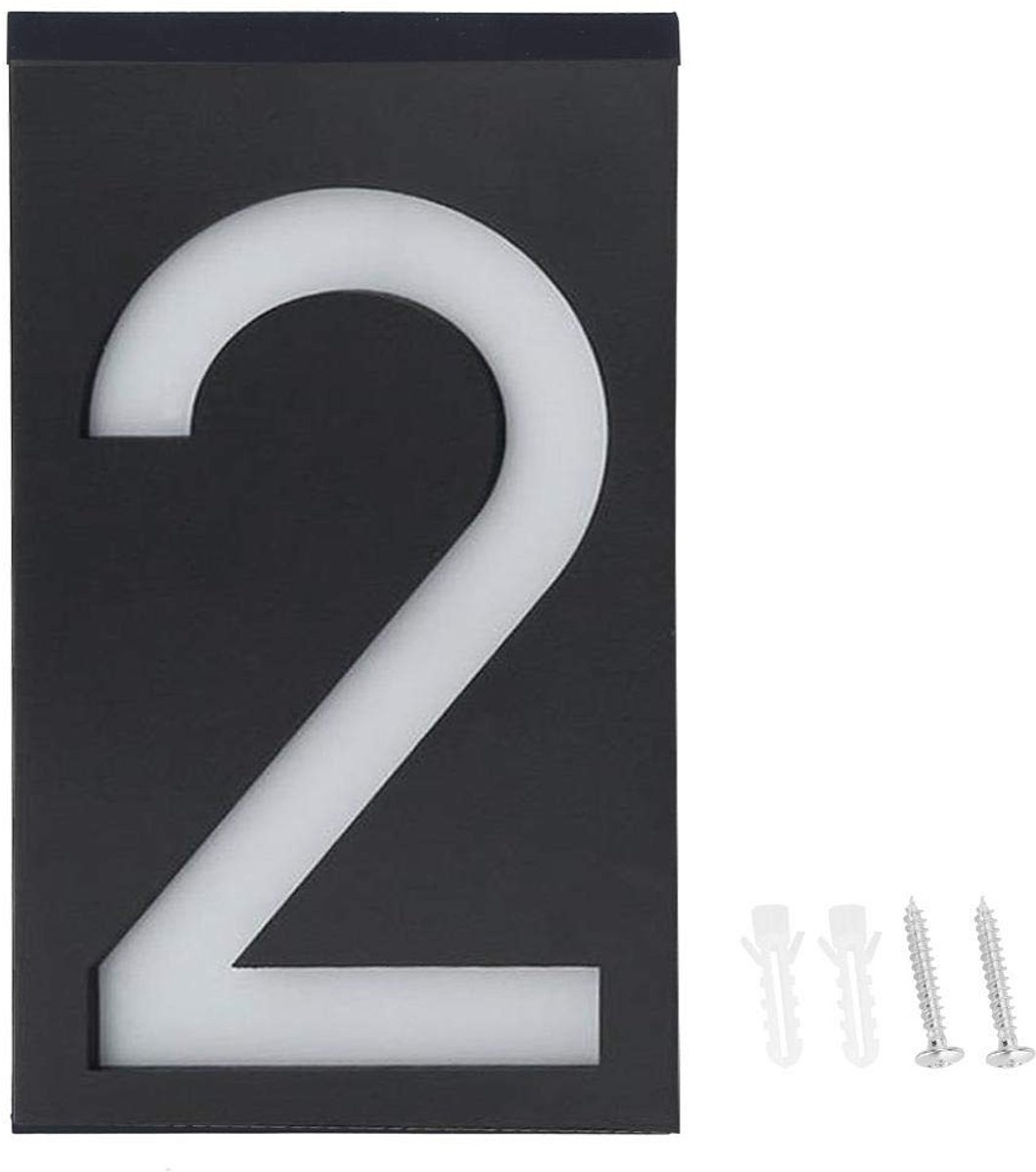 Store_7 - Zonne-energie Outdoor LED - Huisnummer Licht - Energiebesparend - Waterdicht - Signaallicht - Voor Buiten - Nummer 2