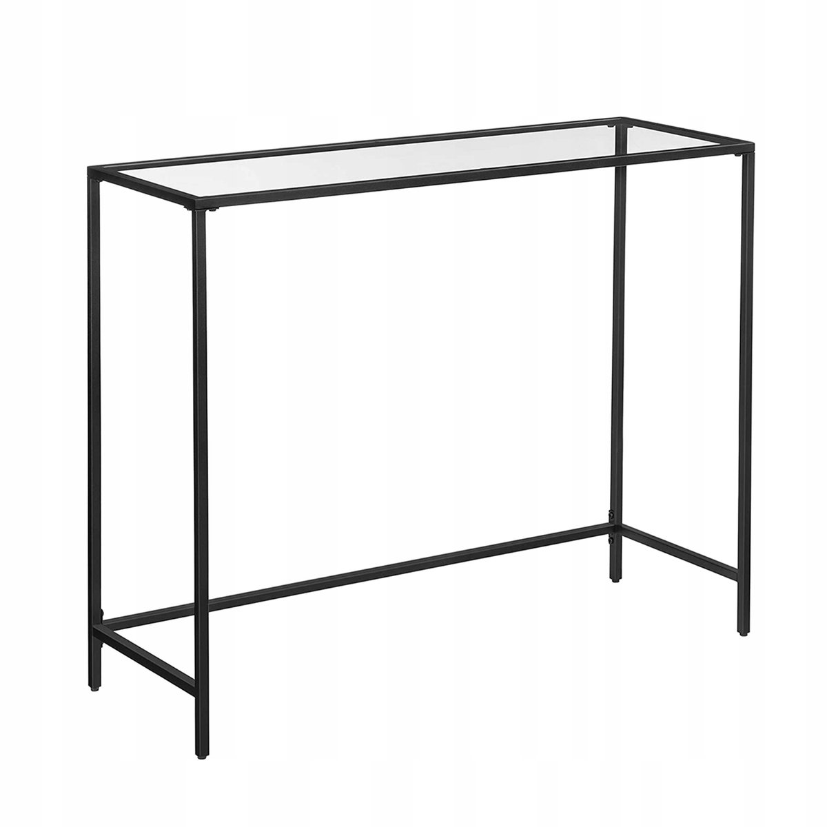 Songmics Kolsona-Serie - Smalle Salontafel - Zwarte Metalen Frame - Glazen Plank - Loftstijl
