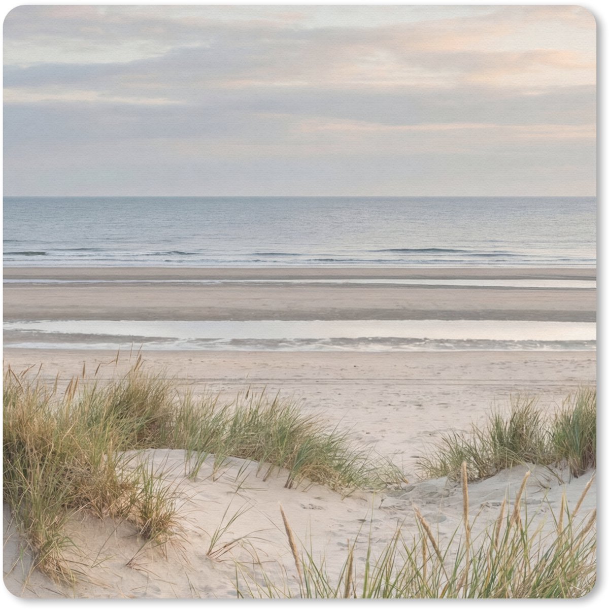 Muismat 20x20 cm - Mousepad Zandstrand - Bewolkt - Duinen - Muismatten
