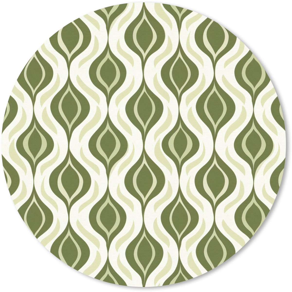 Muismat rond 30x30 cm - Mousepad Patroon - Retro - Groen - Ronde muismatten