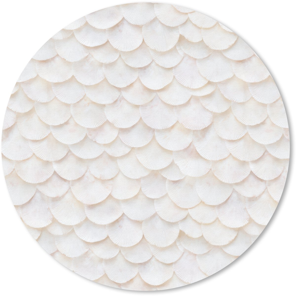 Muismat rond 40x40 cm - Mousepad Schubben - Wit - Elegant - Ronde muismatten