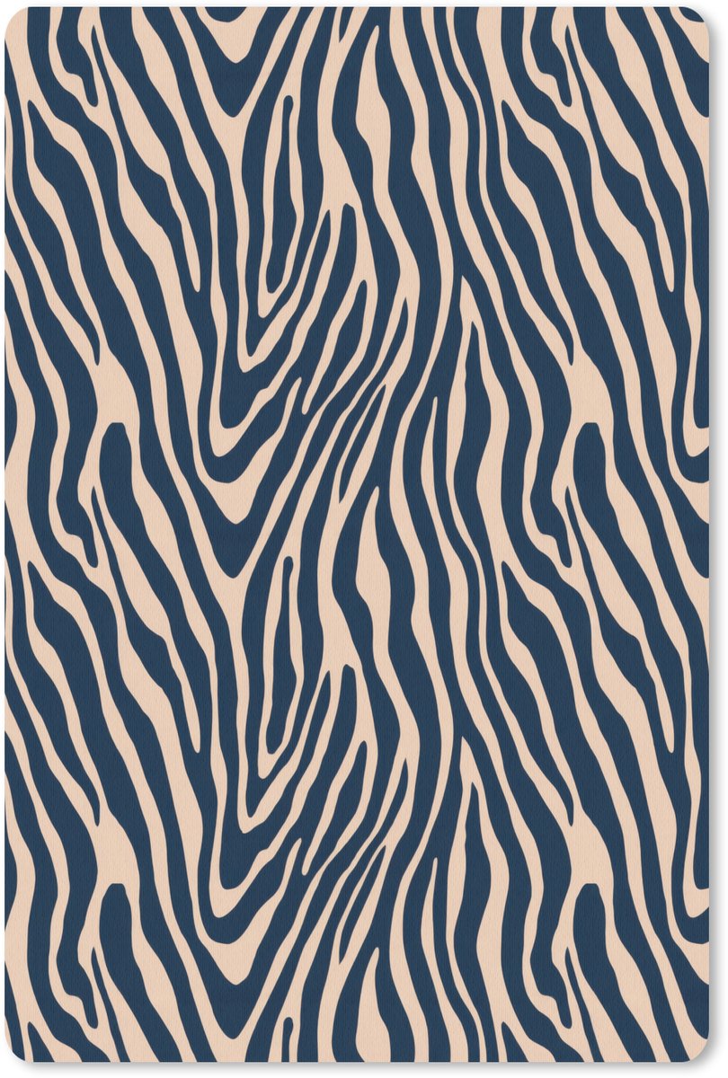 Muismat 13x20 cm - Mousepad Zebra - Patroon - Blauw - Beige - Muismatten