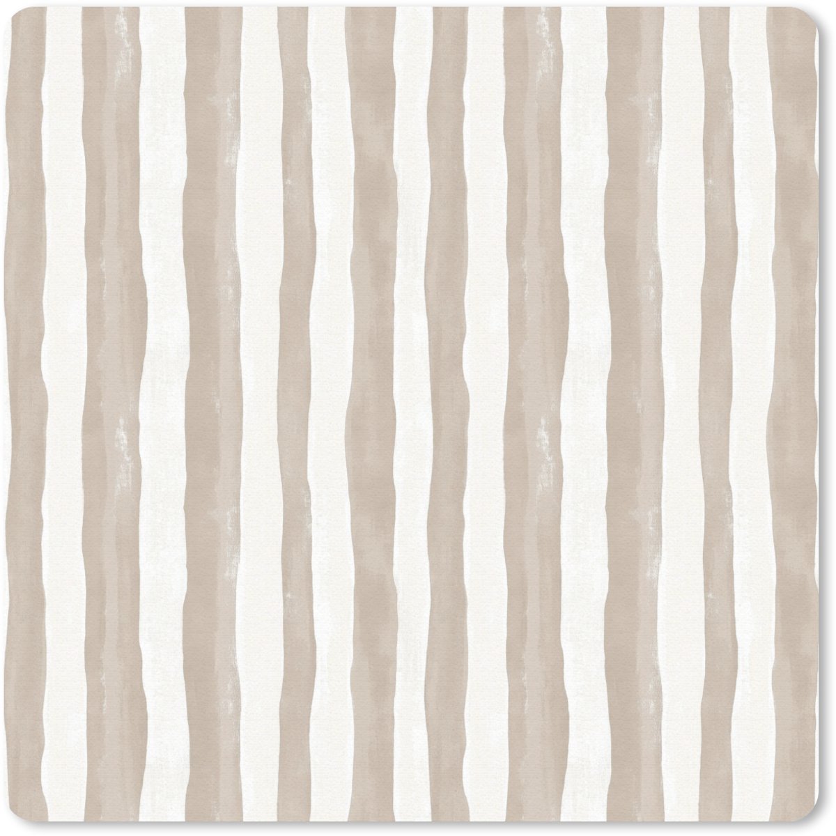 Muismat 30x30 cm - Mousepad Minimalistisch - Strepen - Beige - Muismatten
