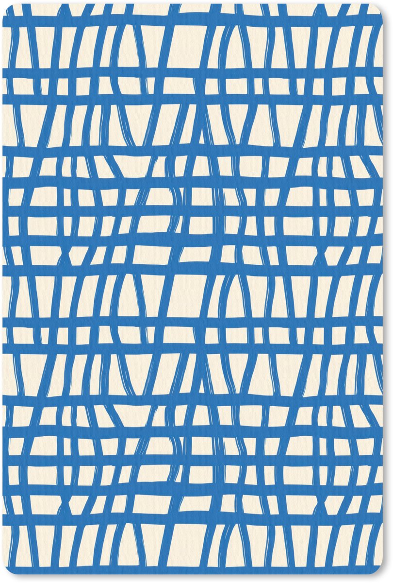 Muismat 13x20 cm - Mousepad Ruitpatroon - Blauw - Crème - Muismatten
