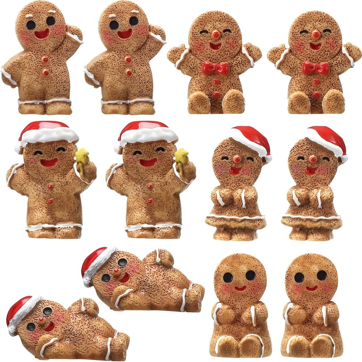 Mini Houten Gingerbread Man Decoraties - 12 Stuks voor Kerstversiering, DIY Feestartikelen en Cadeaus voor een Sfeervolle Kerstmis