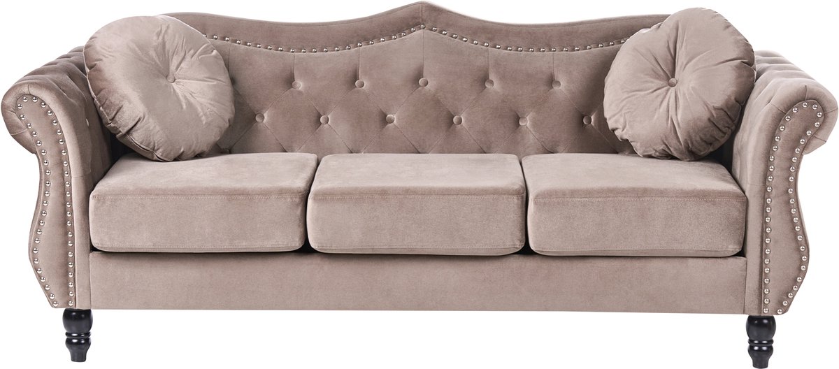SKIEN - Driezitsbank - Taupe - Fluweel