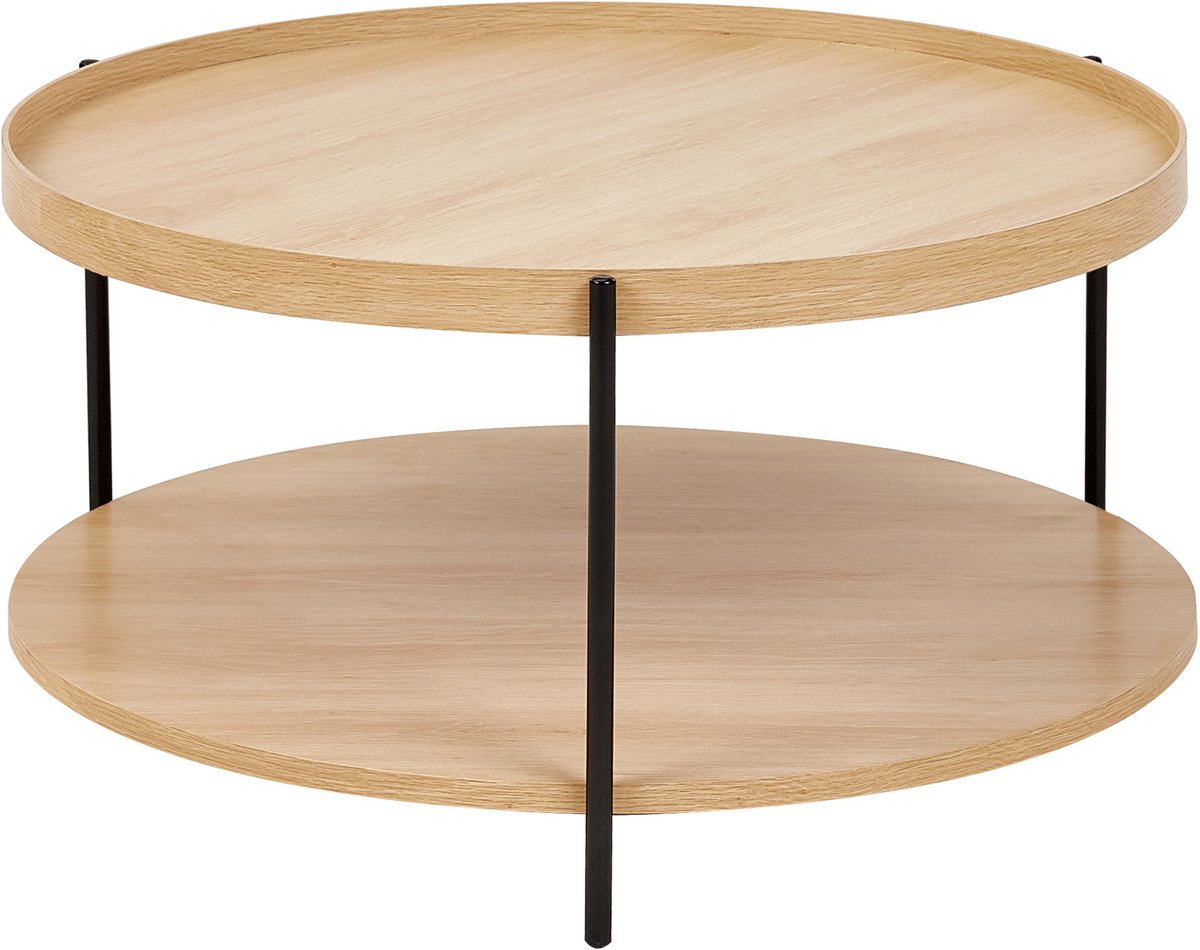 Beliani LANDER - Salontafel - Lichtbruin/Zwart - Hout