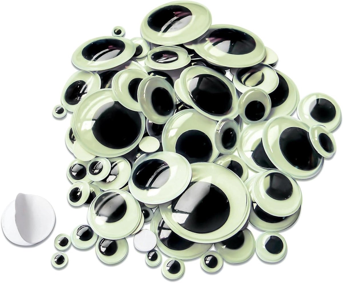 100 Stuks Zelfklevende Fluorescerende Plastic Googly Eyes 6 tot 35mm voor DIY Scrapbooking en Creatieve Projecten