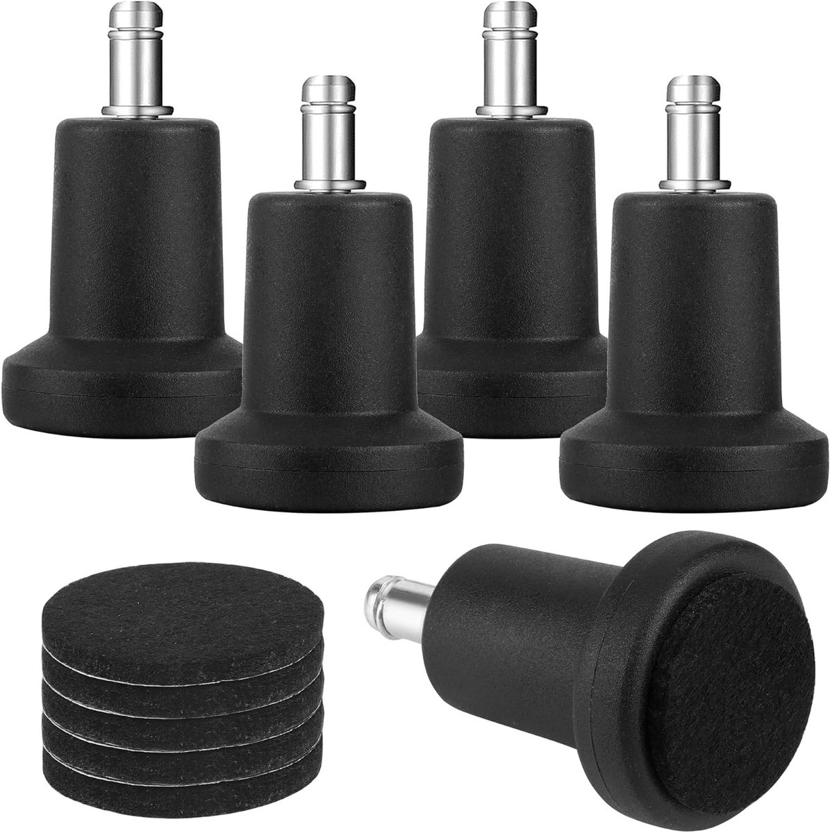 Vervangende Glijders voor Kantoorstoelen - Set van 5 Zwarte 2 Inch Glijders met Viltpads voor Vloerschade Bescherming en Gemakkelijk Bewegen