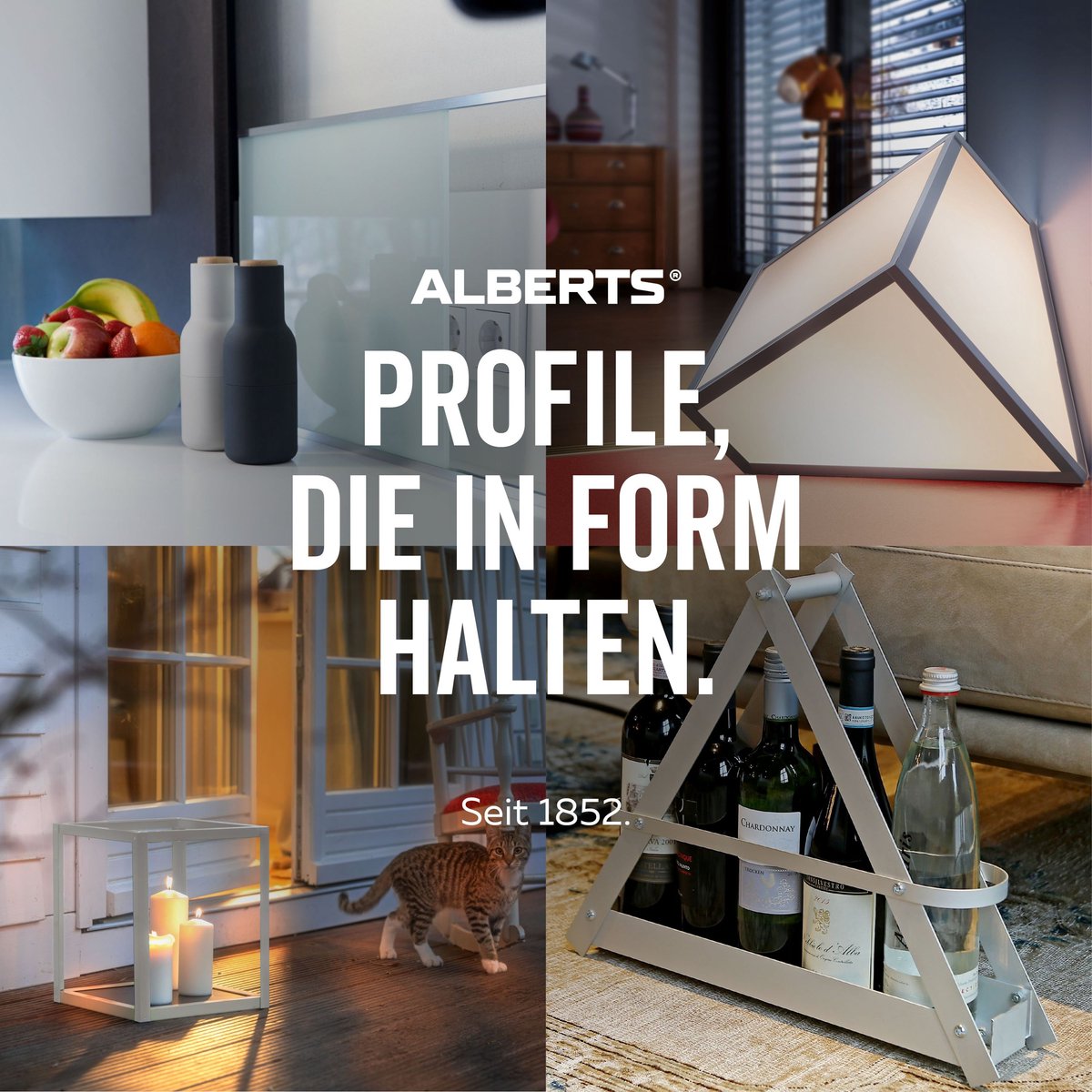 Alberts 499587 hoekprofiel | zelfklevend | aluminium, rvs-look, licht | 1000 x 20 x 10 mm | set van 3