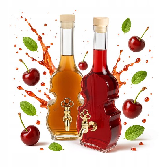 Série Bimberek - Carafe en verre - En forme de violon - 500ml - Avec robinet