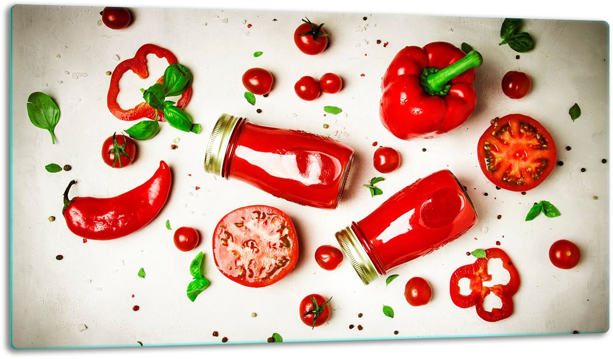 TMK ArtDeko - Glazen Snijplank Paprika - 52x30cm - Veilige Randen - Antislip