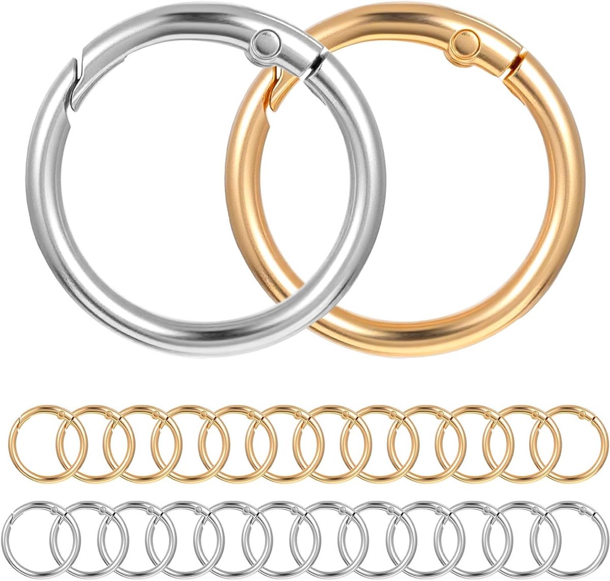 24 Stuks 1 Inch Gouden Carabiner Haakjes, Zinklegering Sleutelhangers voor Sleutels, Tassen en DIY Projecten