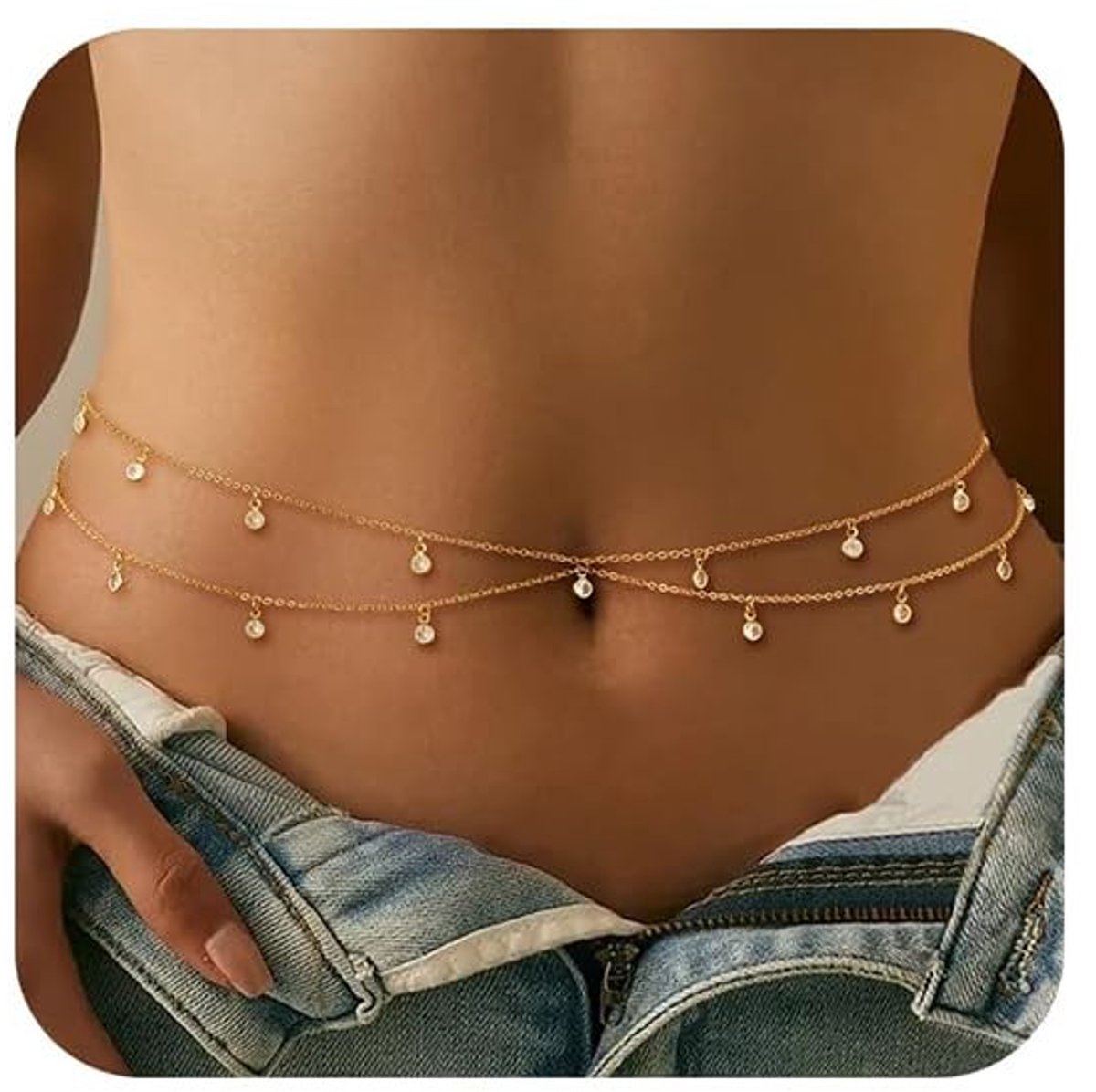 aladdien - Gouden Tailleketting - Sexy Bikini Accessoire - Verstelbaar - Waterproof - Multicolour - Strandmode - Trendy Sieraden - Voor Vrouwen