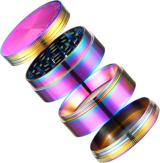 4-delige kruidenmolen met schraper voor kruiden en specerijen - Multicolor, 2 x 3.5 cm, ideaal voor fijnmalen en verzamelen van pollen van Merkloos — afbeelding 3